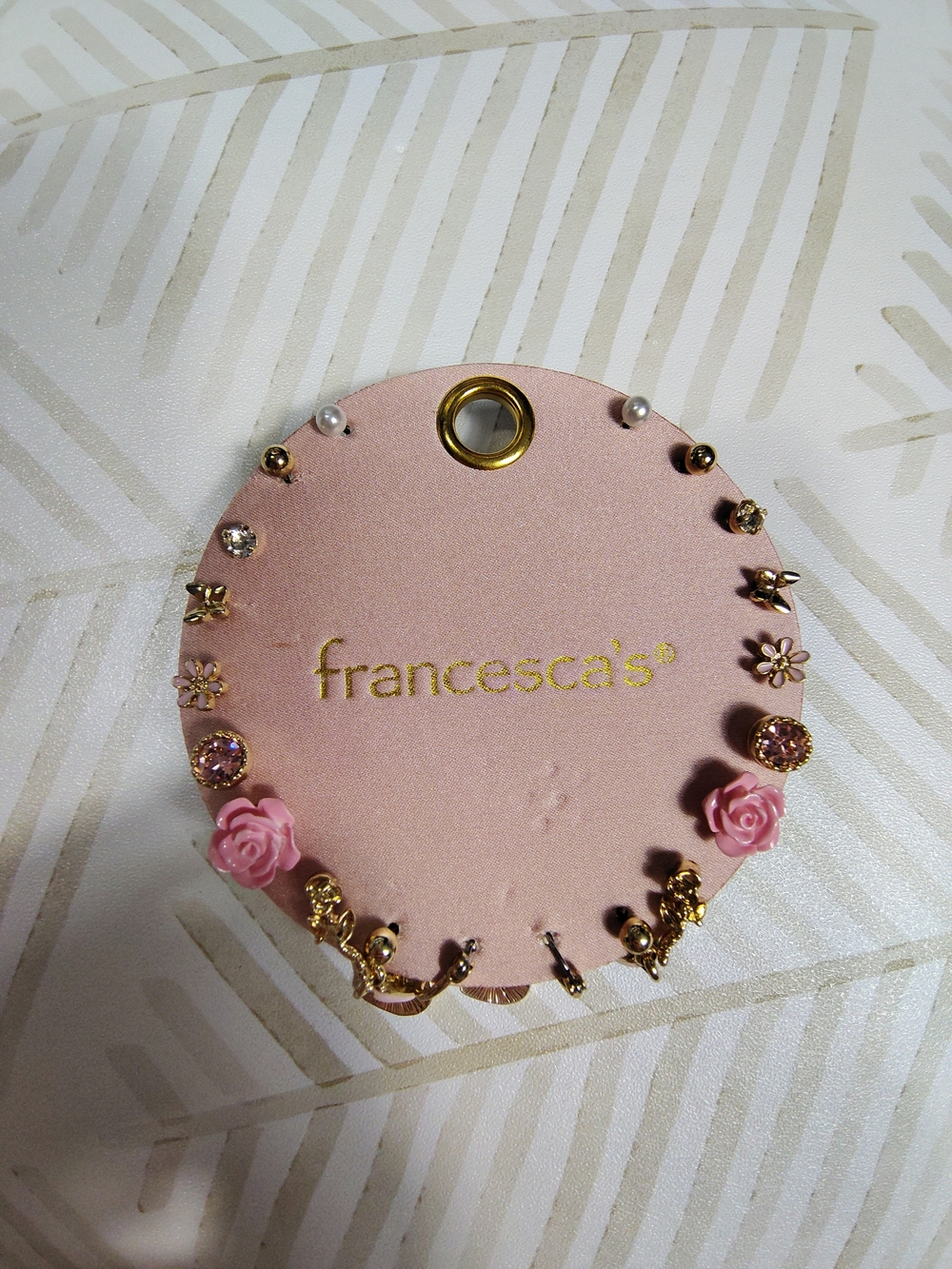 Francesca's Gold Tone Earring‎ Set on White Card